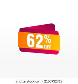 62 discount, Sales Vector badges for Labels, , Stickers, Banners, Tags, Web Stickers, New offer. Discount origami sign banner