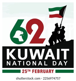 62 Kuwait National Day. 25 February. Vector Illustration.
