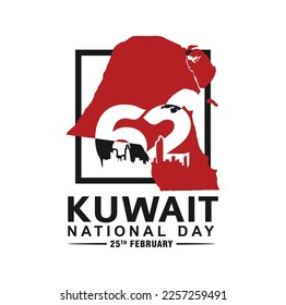 62 Kuwait National Day. 25 February. Vector Illustration.
