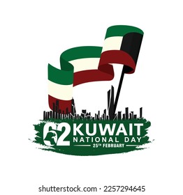 62 Kuwait National Day. 25 February. Vector Illustration.