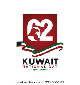 62 Kuwait National Day. 25 February. Vector Illustration.