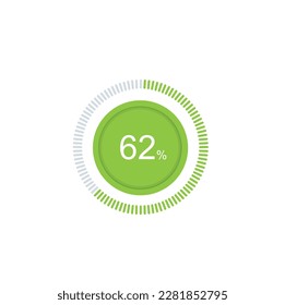 62% Loading. 62% circle diagrams Infographics vector, 62 Percentage ready to use for web design ux-ui.