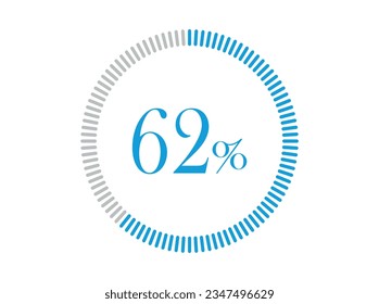 62% Loading. 62% circle diagrams Infographics vector, Percentage ready to use for web design.