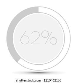 62% Minimal Flat white plane progress button  with shadow. well aligned loading graphic vector 