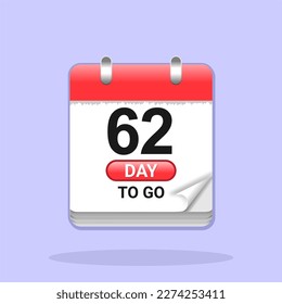 62 more days sign label vector art illustration. vector calendar icon