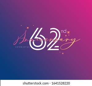 62 nd Anniversary celebration logo, Icon template Vector.