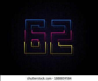 62 number colorful outline stroke font. Trendy, dynamic creative style design. Vivid vector font for logo, brand label, design elements, nightlife, application etc