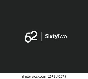 62 number logo design. Vector icon illustration