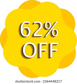 62% de descuento y Rótulo de oro y amarillos de ilustraciones en fondo blanco