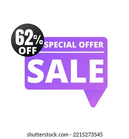 62% Off. Purple Sale Tag Speech Bubble Set. special discount offer