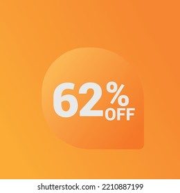 62% off Sale banner offer ad discount promotion vector banner. price discount offer. season sale promo sticker colorful background