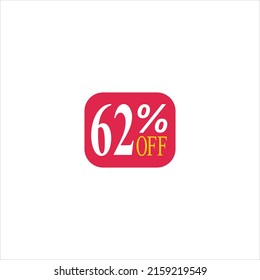 62 offer tag discount vector icon stamp on a white background