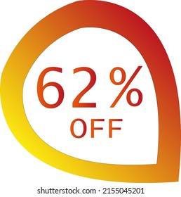62 percent off with orange vector off circle format