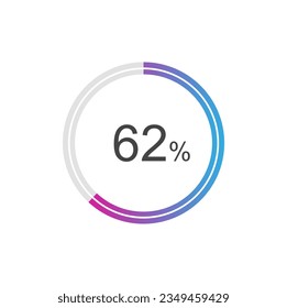 62 percent Update or loading symbol, 62% Circle loading icon template.