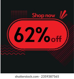 62% Shop now vector red and black elements black friday buy now online shop sticker marketing