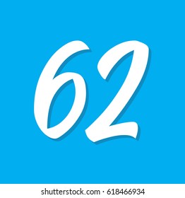 62, text design. Vector calligraphy. Typography poster. Usable as background.