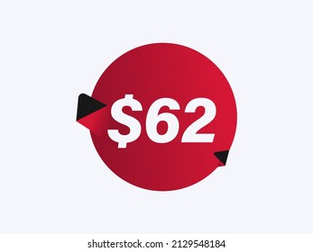 $62 USD sticker vector illustration