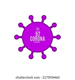 62% vector sign symbol in the form of virus illustration, corona outbreak diagnosis stamp, isolated on white background