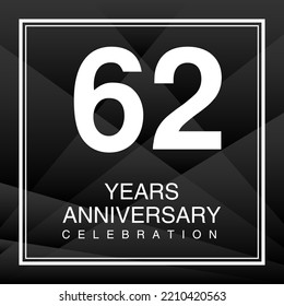 62 Year Anniversary Celebration Logo Vector On Red Background, 62 Number Design, 62th Birthday Logo, Logotype Number, Vector Anniversary For Celebration, Invitation Card, And Greeting Card