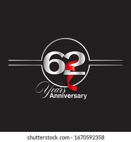 62 Year Anniversary celebration Vector Template Design Illustration
