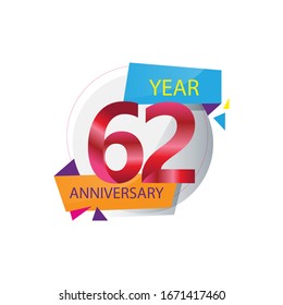 62 Year Anniversary celebration Vector Template Design Illustration