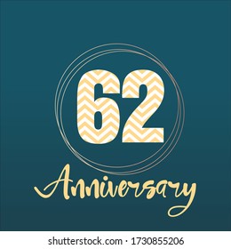Celebración del 62 aniversario, diseño vectorial para celebraciones, tarjetas de invitación y tarjetas de felicitación