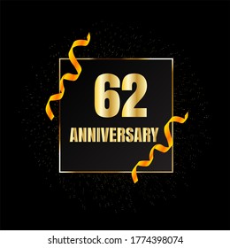 62 year anniversary celebration, vector design for celebrations, invitation cards and greeting cards