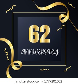 Celebración del 62 aniversario, diseño vectorial para celebraciones, tarjetas de invitación y tarjetas de felicitación