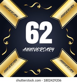 Celebración del 62 aniversario, diseño vectorial para celebraciones, tarjetas de invitación y tarjetas de felicitación