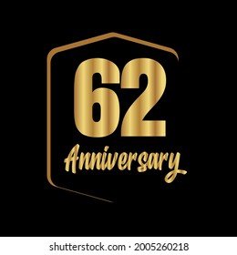62 year anniversary celebration, vector design for celebrations, invitation cards and greeting cards