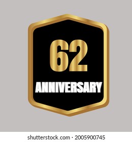 Celebración del 62 aniversario, diseño vectorial para celebraciones, tarjetas de invitación y tarjetas de felicitación