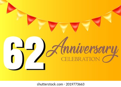 Celebración del 62 aniversario, diseño vectorial para celebraciones, tarjetas de invitación y tarjetas de felicitación