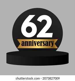 Celebración del 62 aniversario, diseño vectorial para celebraciones, tarjetas de invitación y tarjetas de felicitación