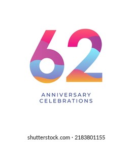 62 year anniversary design template. vector template illustration