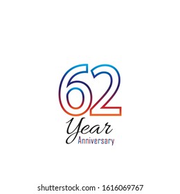 62 Year Anniversary Vector Template Design Illustration.
