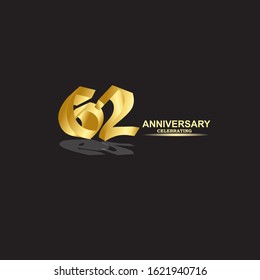 62 Year Anniversary Vector Template Design Illustration