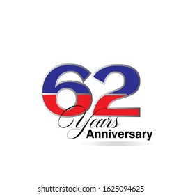 62 Year Anniversary Vector Template Design Illustration