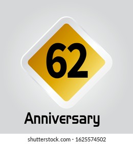 62 Year Anniversary Vector Template Design Illustration