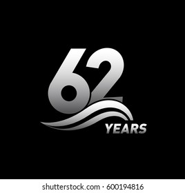 62 Years Anniversary Celebration logo Design with black white color
