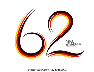 62 years anniversary celebration logotype colorful line vector, 62th birthday logo, 62 number design, Banner template, logo number elements for invitation card, poster, t-shirt. graphic design