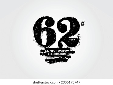 62 years anniversary celebration logotype black vector, 62th birthday logo, 62 number design, anniversary year banner, anniversary design elements for invitation card and poster. number design vector