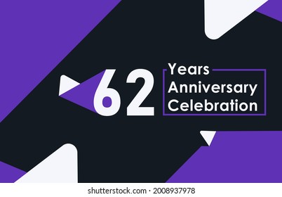 62 years anniversary celebration modern banner template design