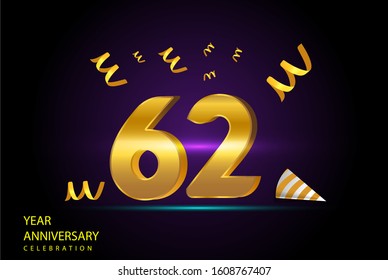 62 Years Anniversary Celebration Vector Template Design Illustration