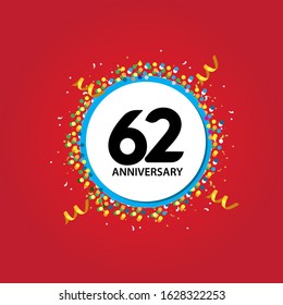 62 Years Anniversary Celebration Vector Template Design Illustration