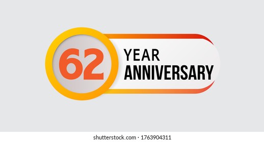 62 Years Anniversary Celebration Vector Template Design Illustration