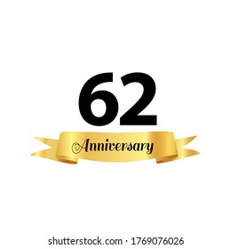 62 Years Anniversary Celebration Vector Template Design Illustration