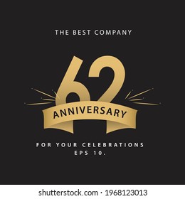 62 Years Anniversary Celebration Vector Template Design Illustration