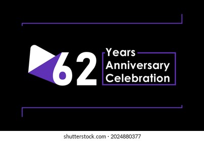 62 Years Anniversary Celebration Vector Template Design