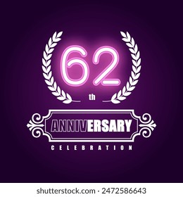 62 years anniversary celebration vector template design illustration