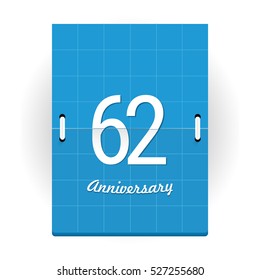 62 Years Anniversary Logo Designed like Flip Calendar